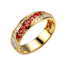 Gold ring with ruby stones — Gems Gallery Thailand